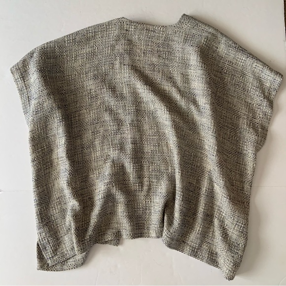 Eskandar Tabard Woven Jacket Size 1 Gold Blue Textured Tweed Style Open Cotton - Picture 10 of 10